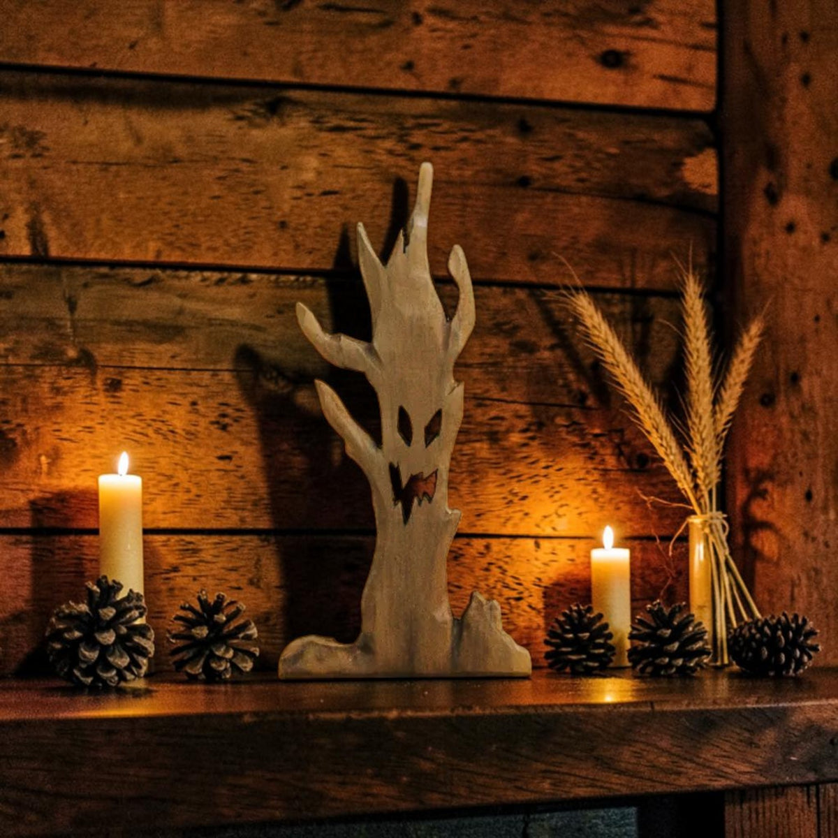 Wooden spooky tree figurine, haunted forest tabletop decor | USAGatherCo