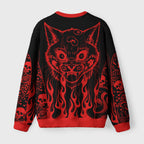 Demon Cat Nekomata Fuzzy Christmas Ugly Sweater