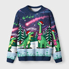 Dinosaur Era Fuzzy Christmas Ugly Sweater