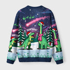 Dinosaur Era Fuzzy Christmas Ugly Sweater