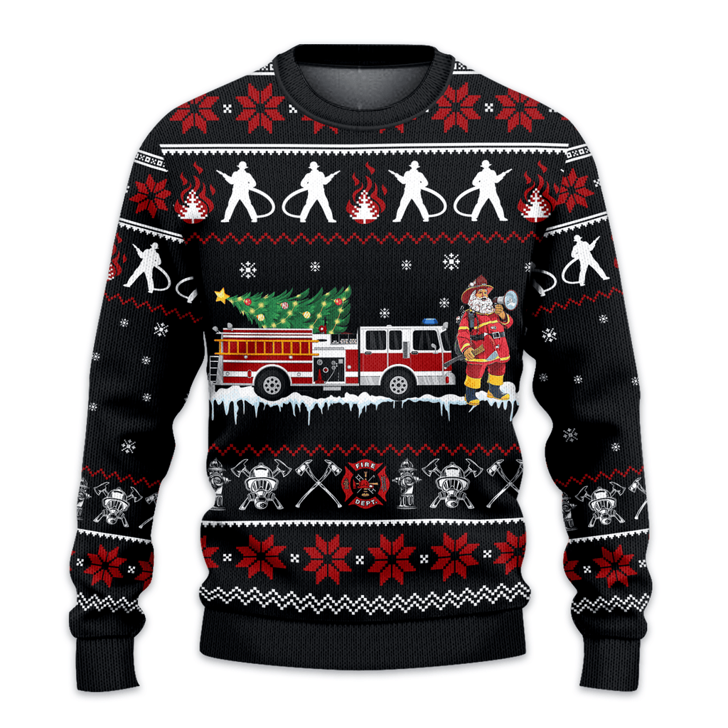 Firefighter Black Ugly Christmas Sweater