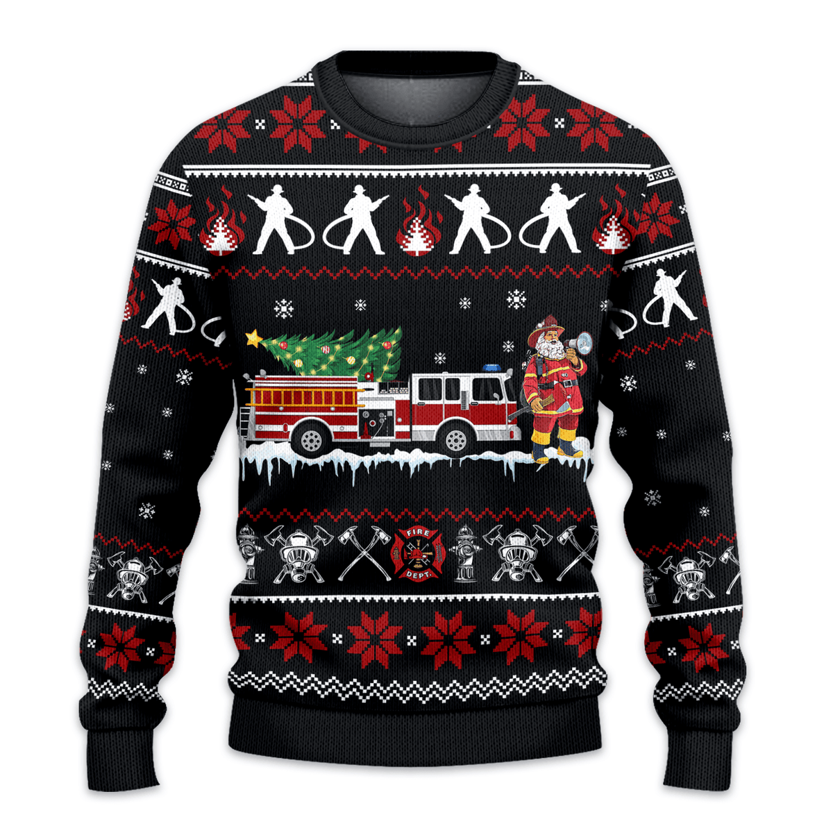 Firefighter Black Ugly Christmas Sweater
