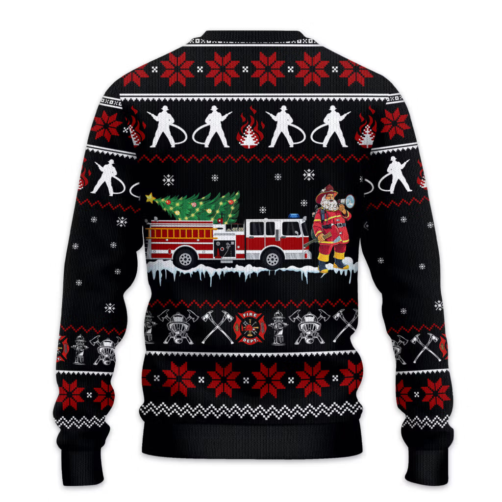Firefighter Black Ugly Christmas Sweater