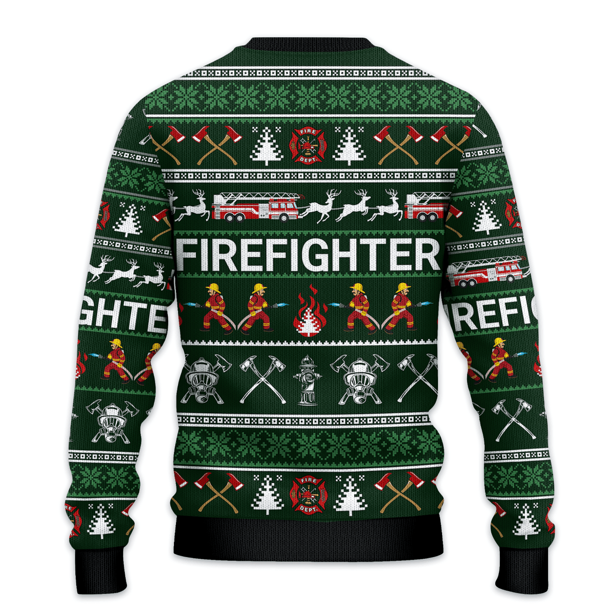 Firefighter Green Ugly Christmas Sweater