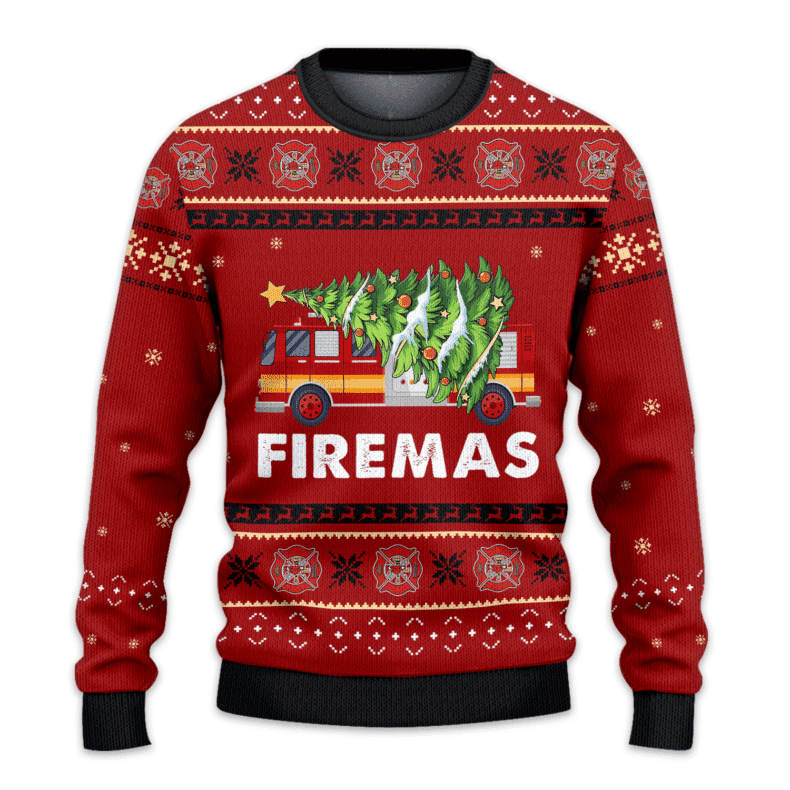 Firefighter Red Ugly Christmas Sweater