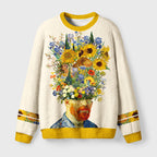 Floral Van Gogh Fuzzy Christmas Ugly Sweater