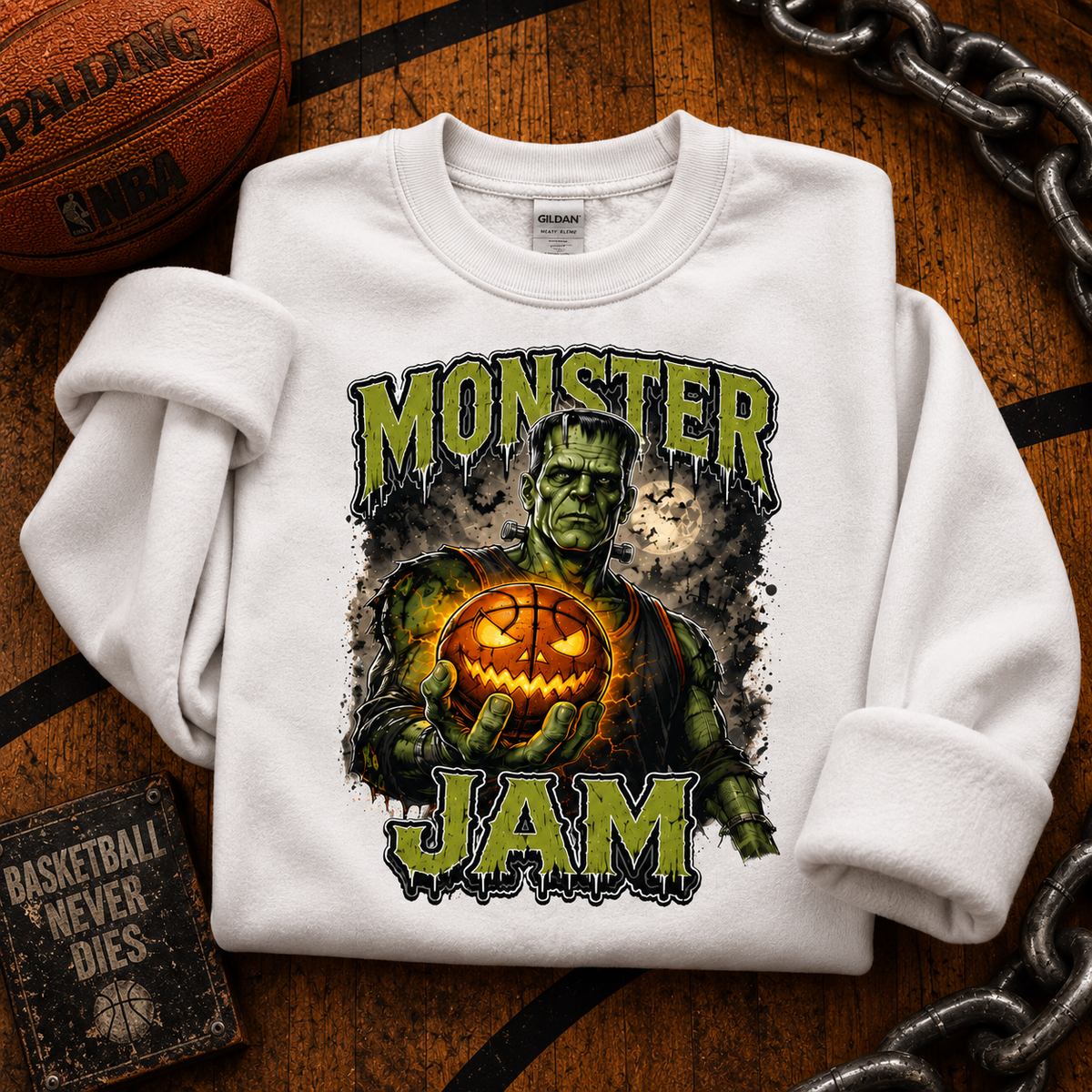 Monster Jam Frankenstein Center Basketball T-Shirt, view 3