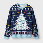 Funny Ghostly Evergreen Fuzzy Christmas Ugly Sweater