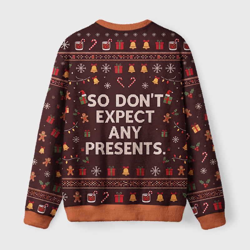 Funny Sarcastic Santa Fuzzy Christmas Ugly Sweater