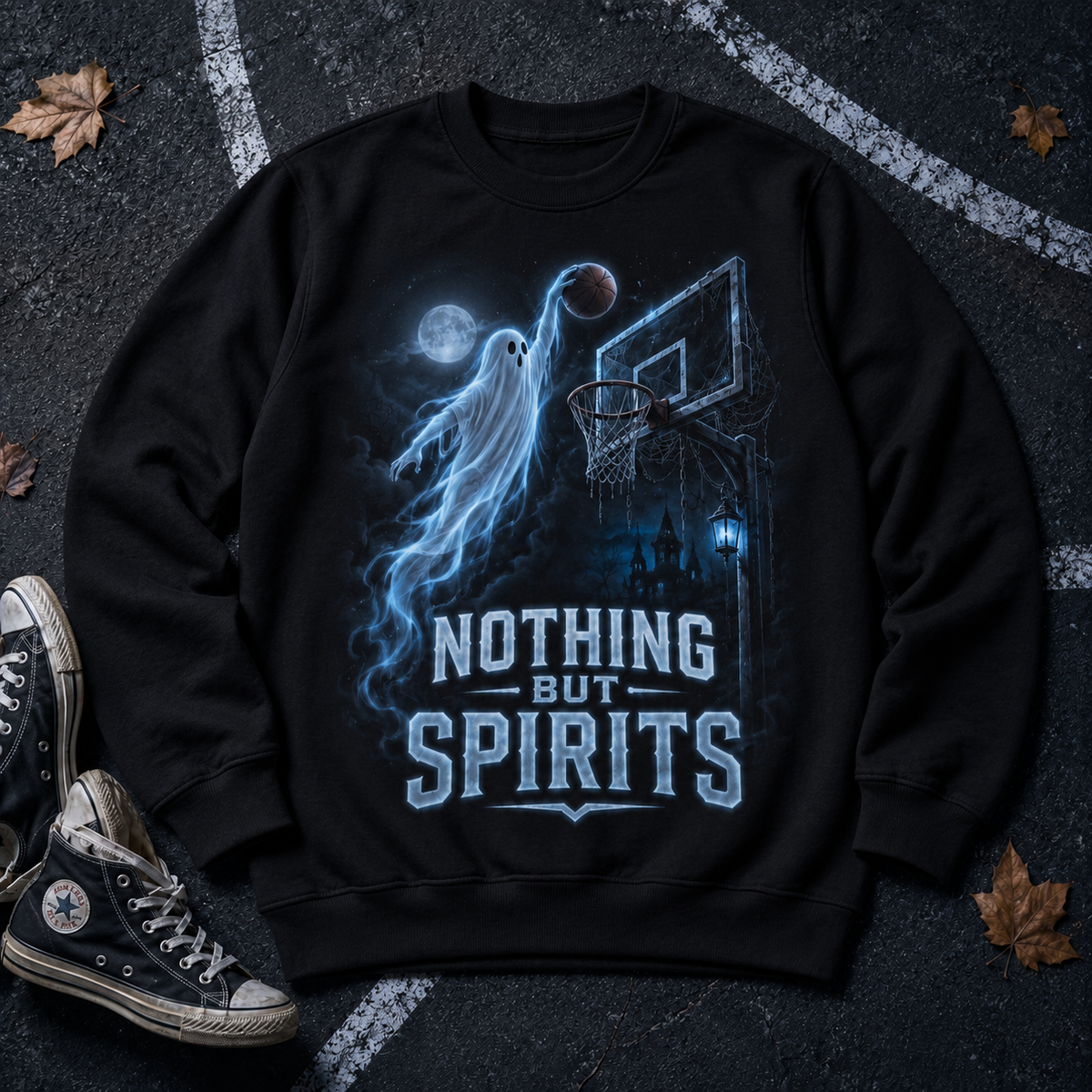 Nothing But Spirits Ghost Hoops Basketball T-Shirt, view 2