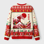 Gingerbread Surf Christmas Wave Fuzzy Christmas Ugly Sweater