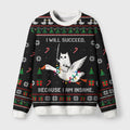 Goose And Ghost Cat The Crazy Path To Success Fuzzy Christmas Ugly Sweater