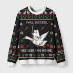 Goose And Ghost Cat The Crazy Path To Success Fuzzy Christmas Ugly Sweater