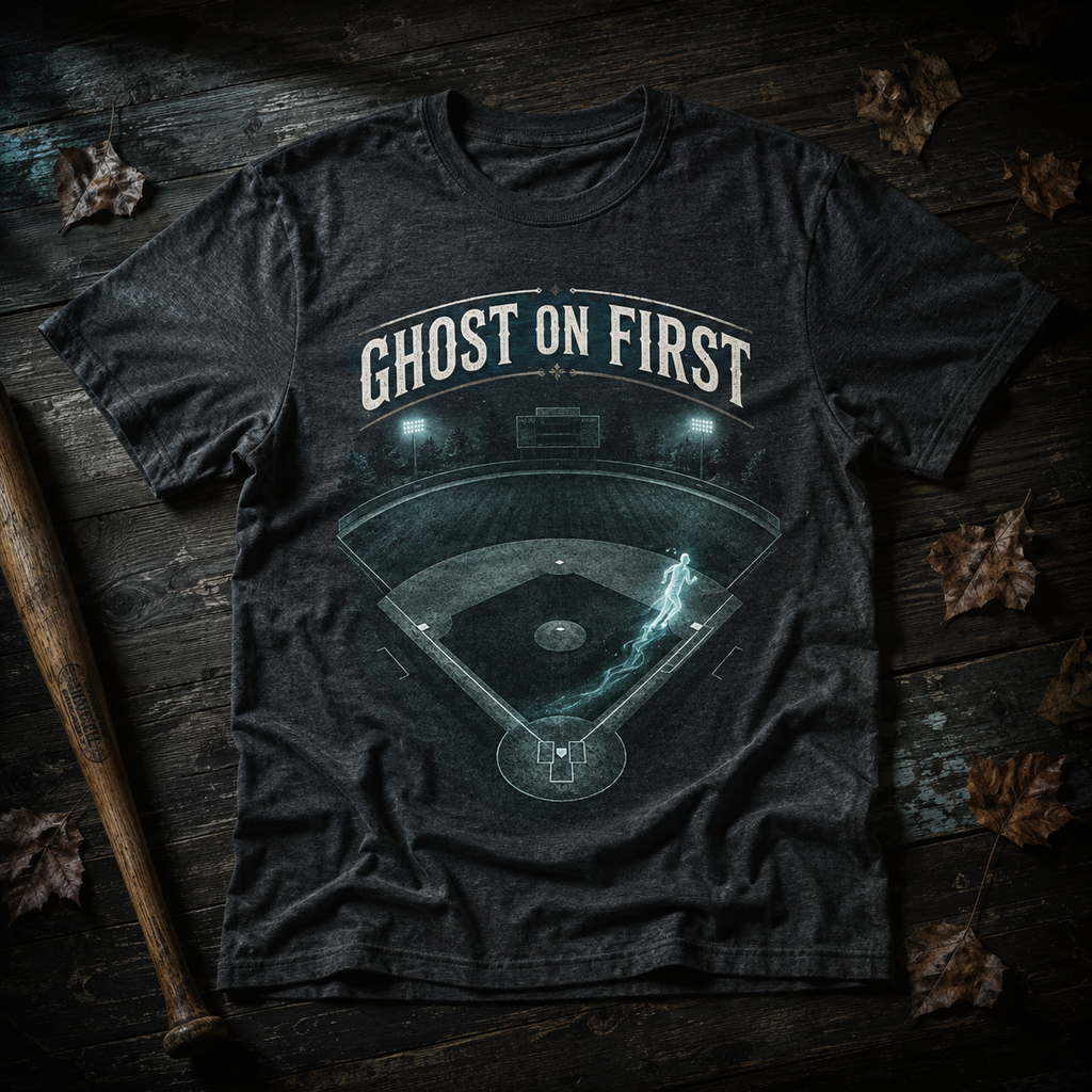 Ghost On First Haunted Diamond Baseball T-Shirt | USAGatherCo