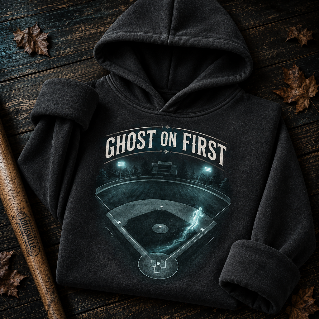 Ghost On First Haunted Diamond Baseball T-Shirt, view 3
