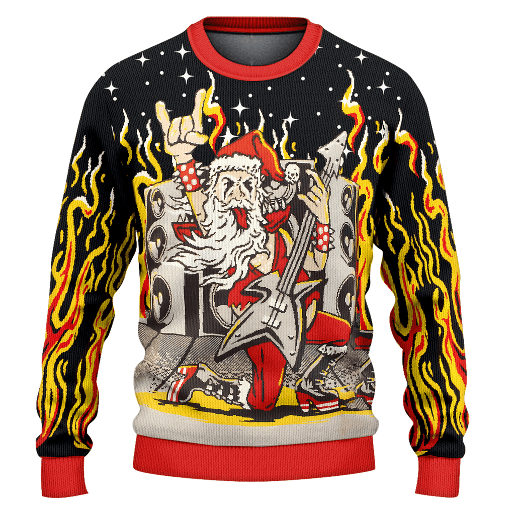 Heavy Metal Santa Ugly Christmas Sweater | USAGatherCo