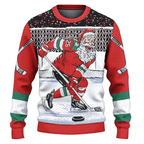 Hockey Santa Ugly Christmas Sweater | USAGatherCo
