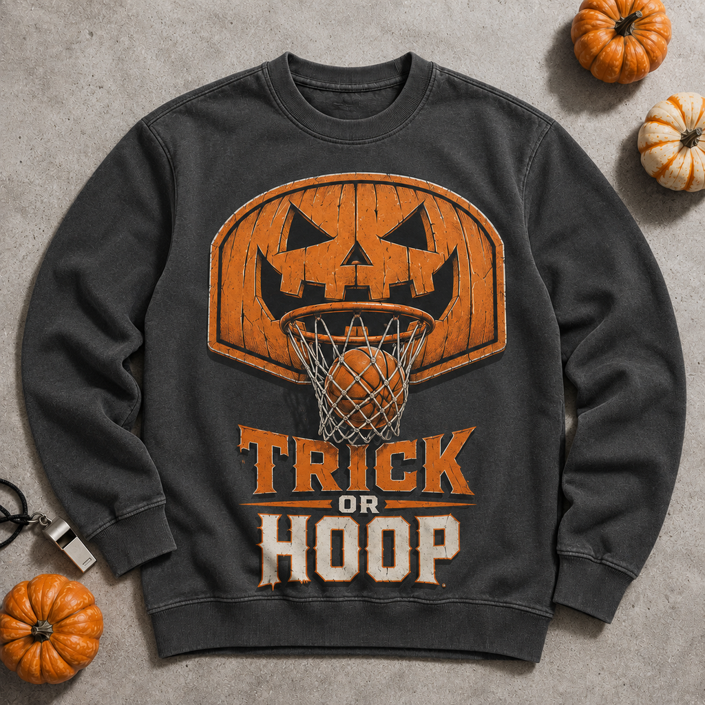 Trick Or Hoop Jack-o'-lantern Backboard Basketball T-Shirt, view 2