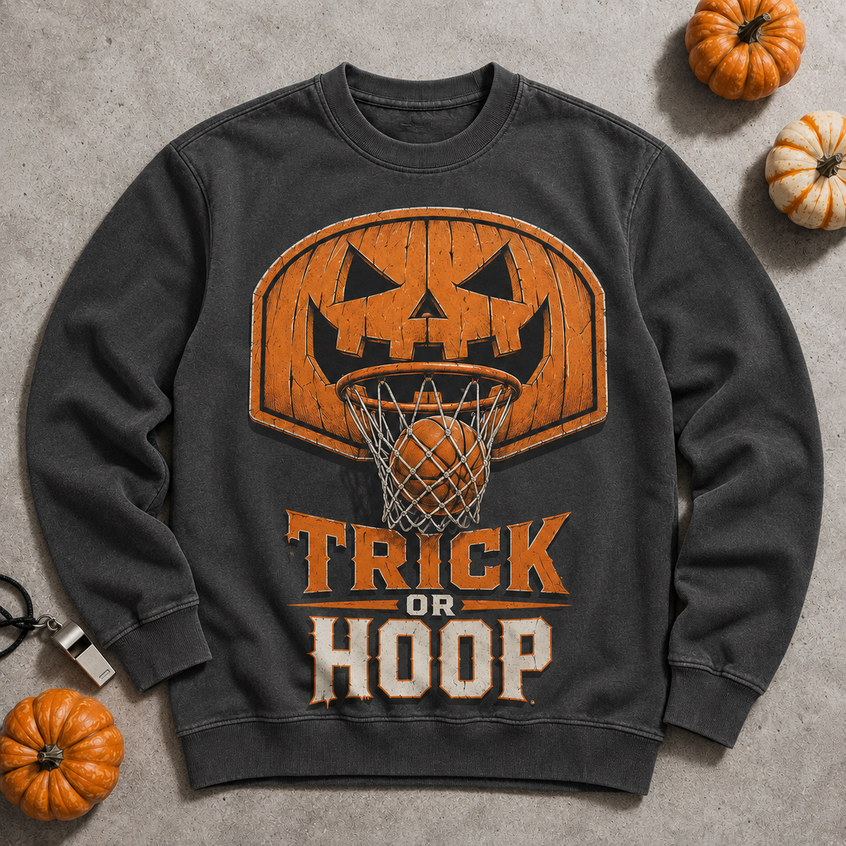 Trick Or Hoop Jack-o'-lantern Backboard Basketball T-Shirt, view 2