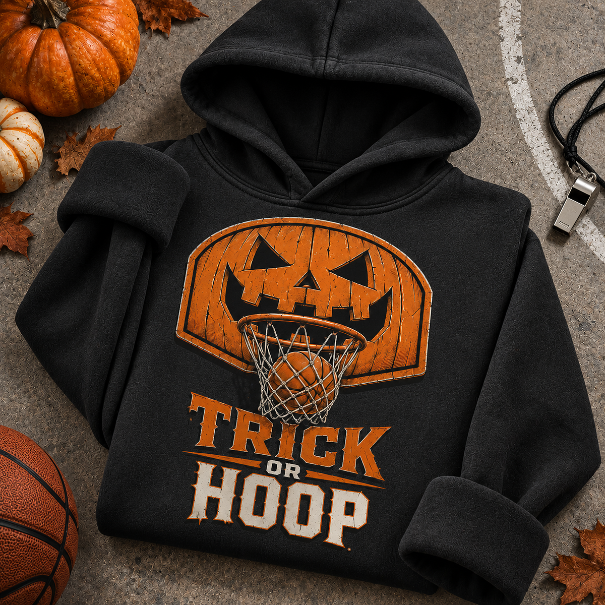 Trick Or Hoop Jack-o'-lantern Backboard Basketball T-Shirt, view 3