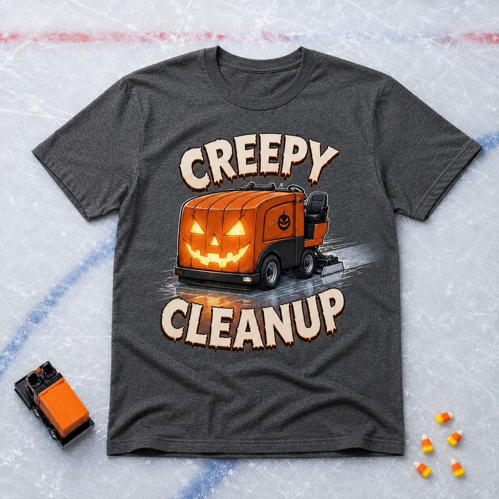 Creepy Cleanup Jack-o'-Lantern Zamboni Hockey T-Shirt | USAGatherCo