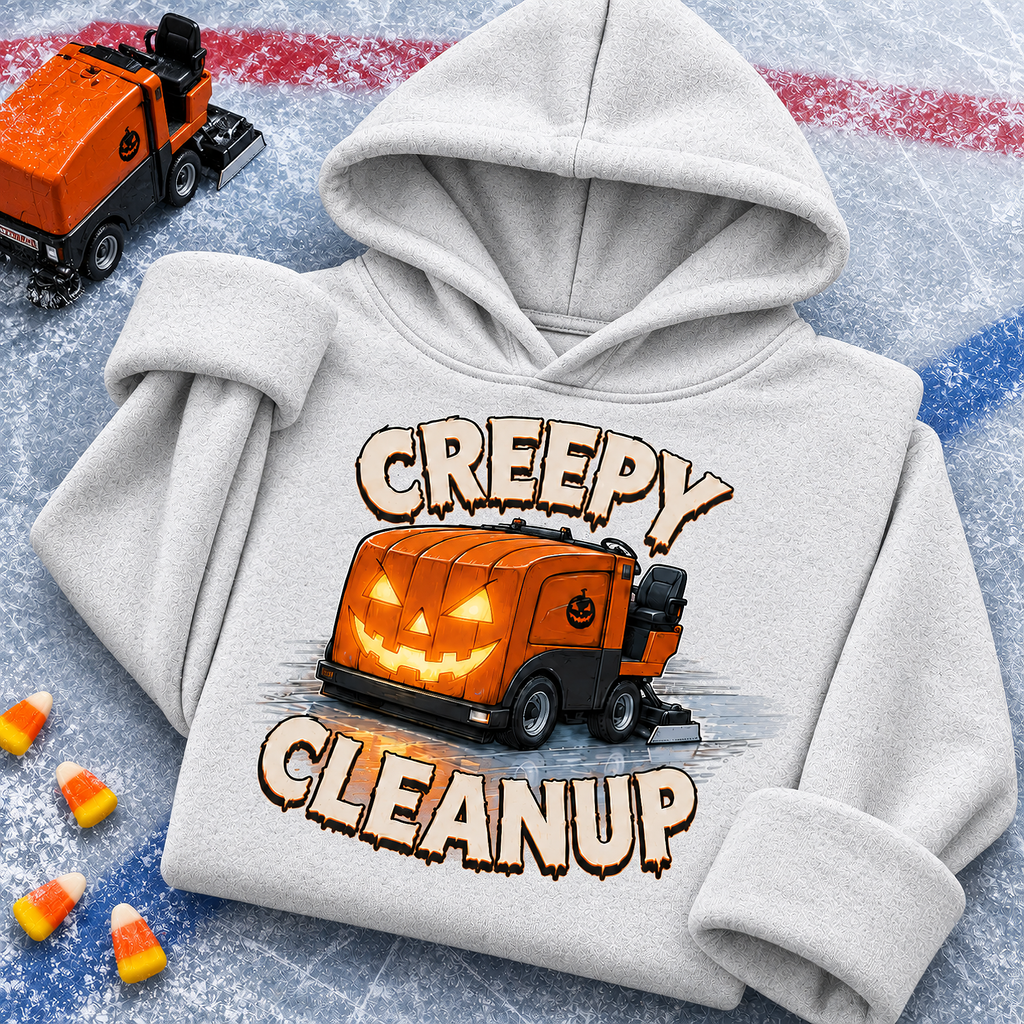 Creepy Cleanup Jack-o'-Lantern Zamboni Hockey T-Shirt, view 3