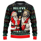 Jesus Believe In Miracle Ugly Christmas Sweater | USAGatherCo