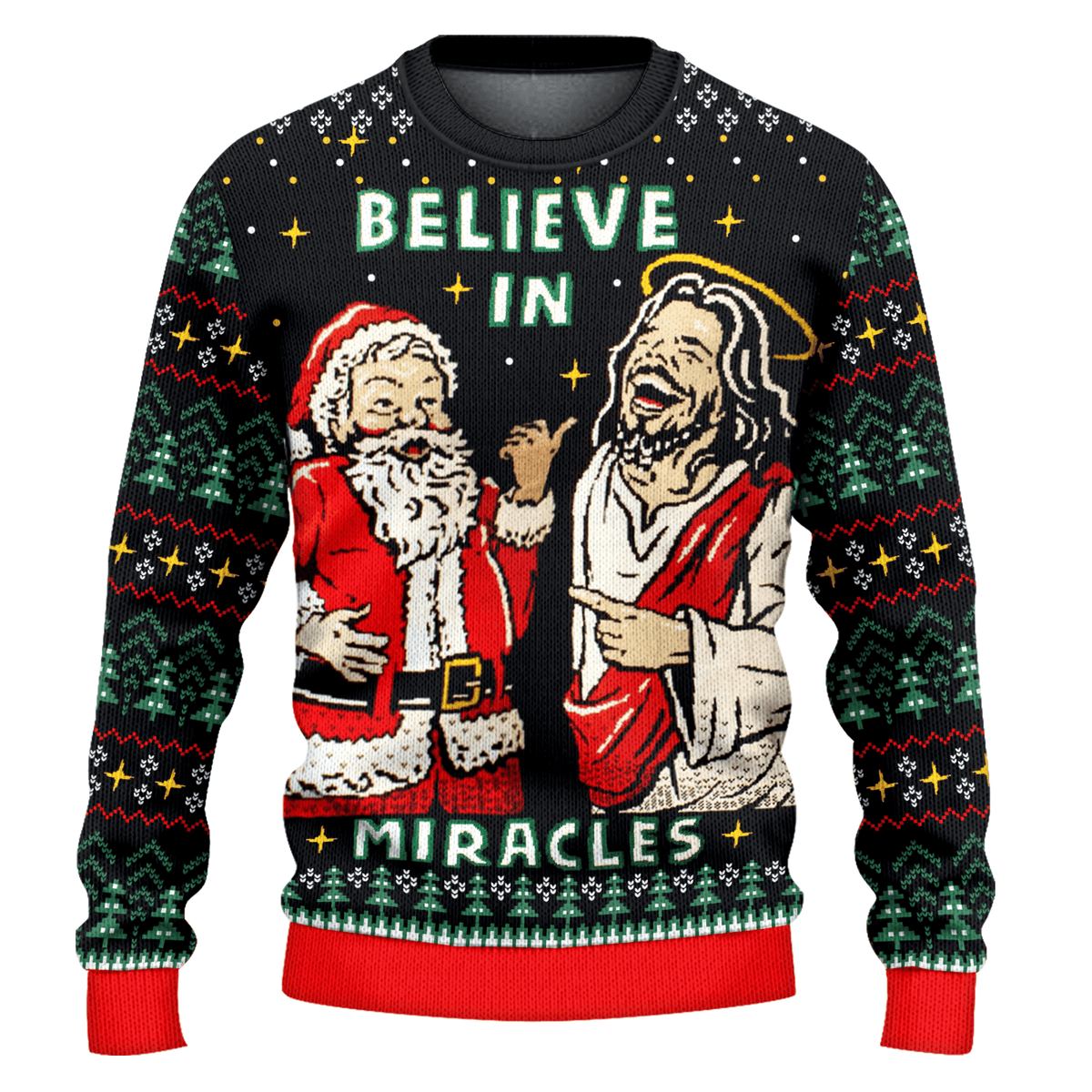 Jesus Believe In Miracle Ugly Christmas Sweater | USAGatherCo