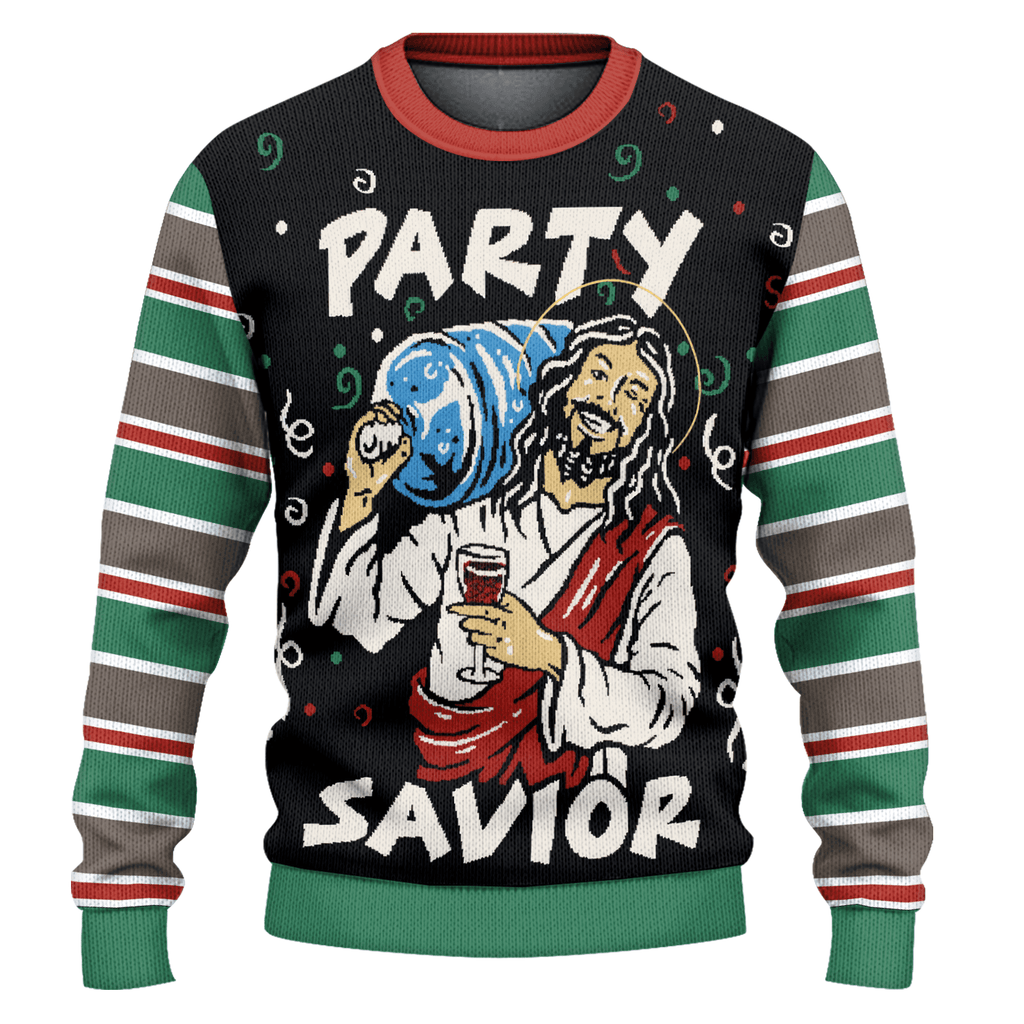 Jesus Party Savior Ugly Christmas Sweater | USAGatherCo