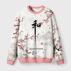 Kanji Peace Ink Art Fuzzy Christmas Ugly Sweater