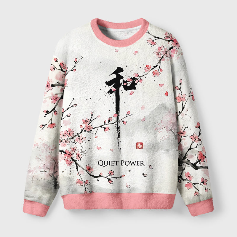 Kanji Peace Ink Art Fuzzy Christmas Ugly Sweater