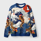 Koi And Waves Fuzzy Christmas Ugly Sweater