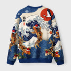 Koi And Waves Fuzzy Christmas Ugly Sweater