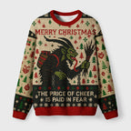 Krampus The Price Of Cheer Is Paid In Fear Fuzzy Christmas Ugly Sweater
