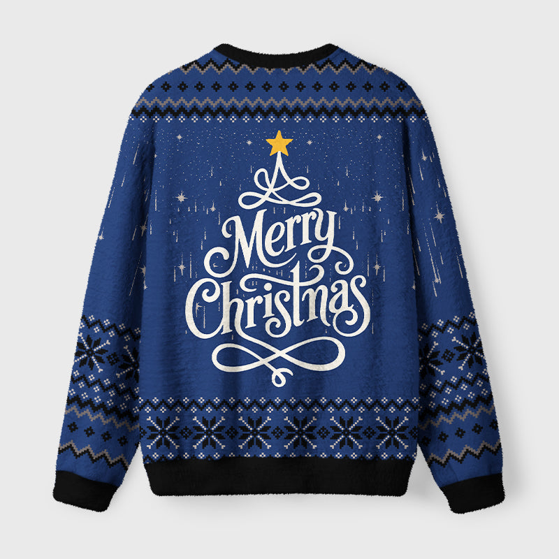 Lunar Cat Fuzzy Christmas Ugly Sweater