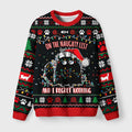 Mischievous Christmas Black Cat Fuzzy Christmas Ugly Sweater