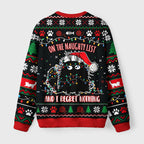 Mischievous Christmas Black Cat Fuzzy Christmas Ugly Sweater