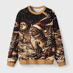 Moonlit Christmas Cat Dreams Fuzzy Christmas Ugly Sweater