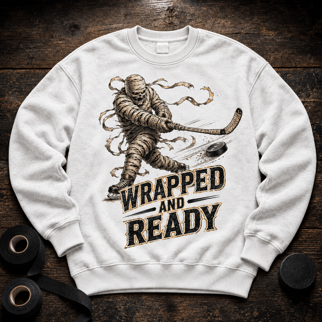 Wrapped And Ready Mummy Slapshot Hockey T-Shirt, view 2