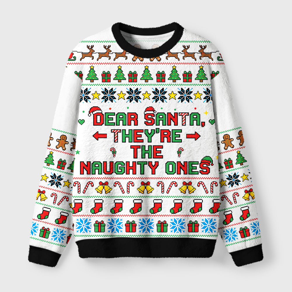 Naughty Ones Christmas Fuzzy Christmas Ugly Sweater