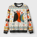 Nordic Folk Art Christmas Bird Fuzzy Christmas Ugly Sweater
