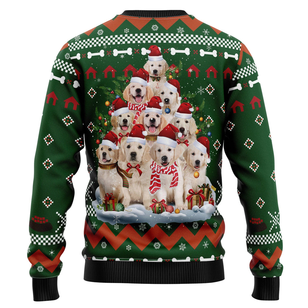 Golden Retriever Pine Tree Ugly Christmas Sweater