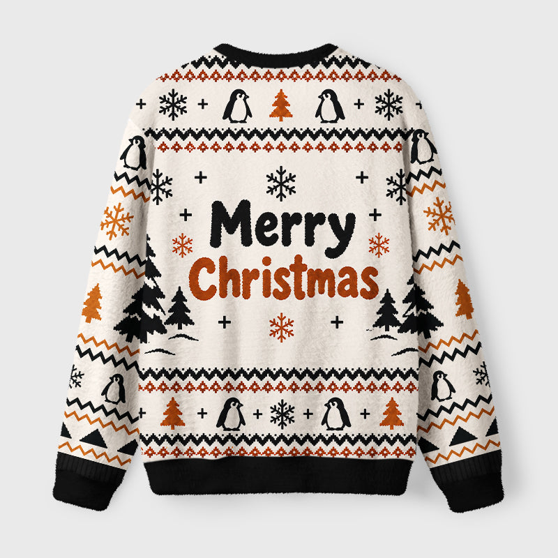 Samurai Penguin Fuzzy Christmas Ugly Sweater