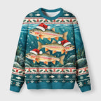 Santa Hat Trouts Fuzzy Christmas Ugly Sweater