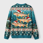 Santa Hat Trouts Fuzzy Christmas Ugly Sweater