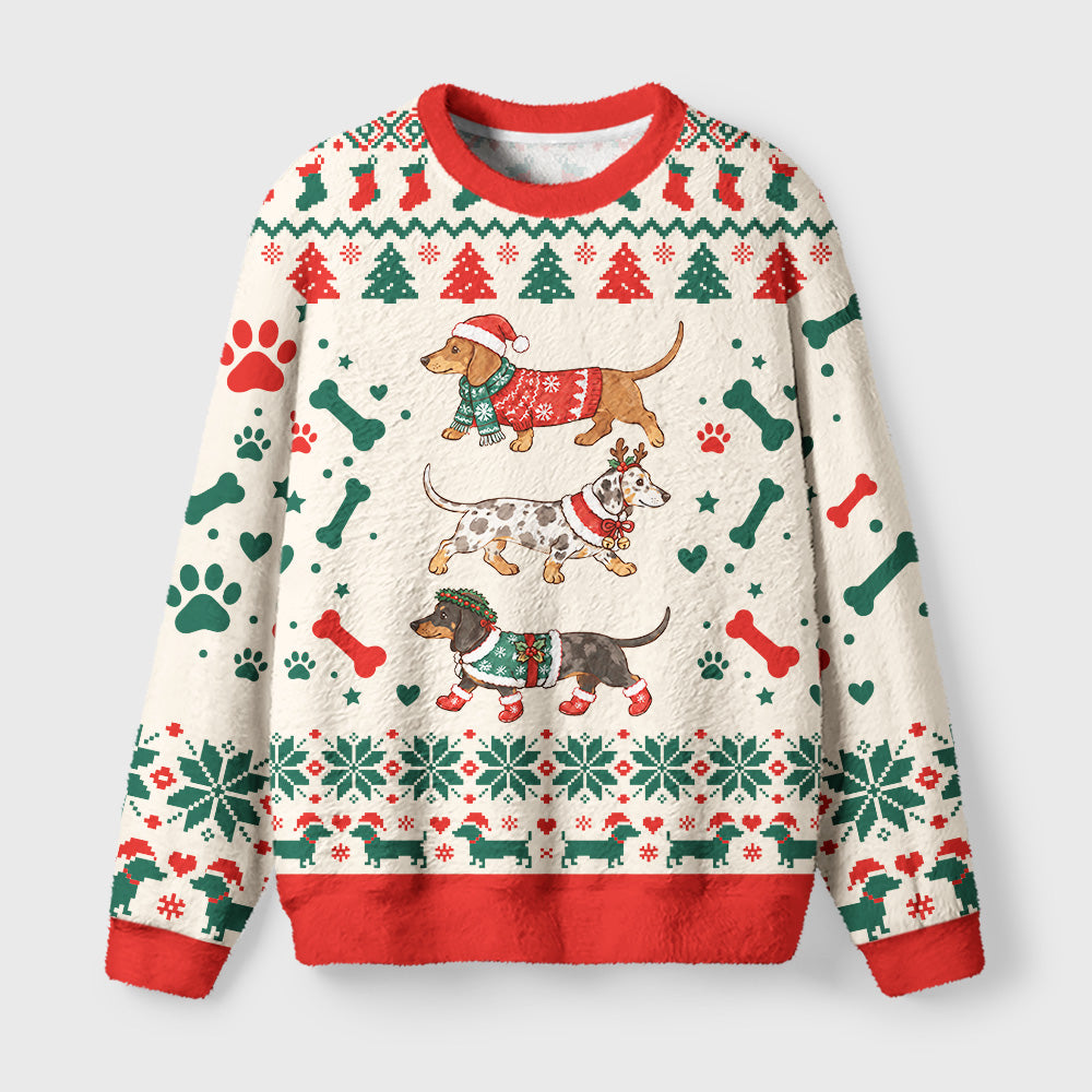 Sausage Dog Christmas Fuzzy Christmas Ugly Sweater