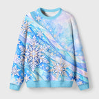 Shiny Ice Snowflake Art Fuzzy Christmas Ugly Sweater