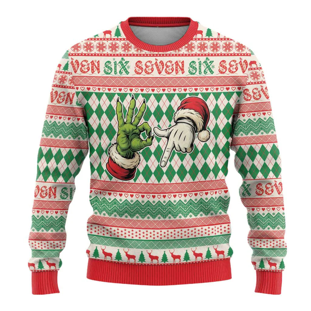Six Seven Hand Funny Ugly Christmas Sweater | USAGatherCo