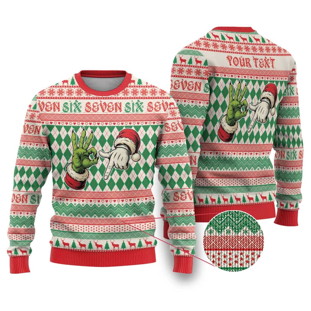 Six Seven Hand Funny Ugly Christmas Sweater, view 3