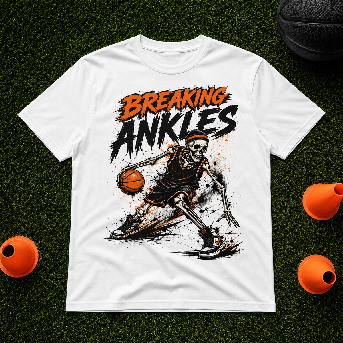 Breaking Ankles Skeleton Crossover Basketball T-Shirt | USAGatherCo